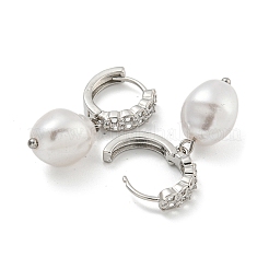 Серьга-кольцо из латуни с микропаве EJEW-C102-26C-P