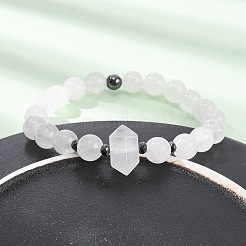 Браслет из натуральных кварцевых бусин для женщин&nbsp;BJEW-A145-01H