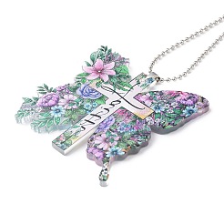 Красочная бабочка вера Иисус крест акриловый кулон украшение RJEW-E007-03P-06