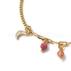 Браслеты-цепочки с подвесками из латуни и кубического циркония&nbsp;BJEW-JB12364-02