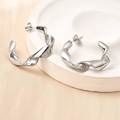 Серьги-гвоздики в форме буквы С из нержавеющей стали 304 EJEW-A139-01P