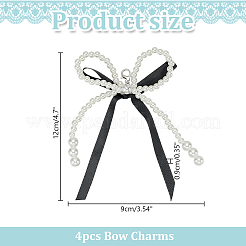 4 шт. пластиковая имитация жемчуга и ленточный бант-подвеска украшения&nbsp;DIY-HY0002-10A