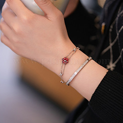 Браслеты Flower 925 из стерлингового серебра с микропаве из кубических цирконий FS-WG34A2B-01