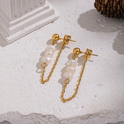 Овальные серьги-гвоздики с цепочкой и кисточкой из нержавеющей стали 304&nbsp;BJ9106