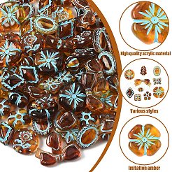 100 шт. 10 вида окрашенных прозрачных акриловых бусин&nbsp;OACR-YW0003-66