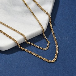 Двухслойные ожерелья из нержавеющей стали 304 с цепочкой для женщин NJEW-U050-02A-G