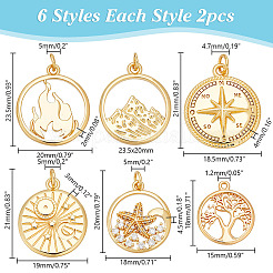 12шт 6 стиля латунные подвески KK-AR0004-68
