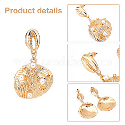 6 пара 3 асимметричных стальных серег в форме ракушек и морских звезд с бусинами из искусственного жемчуга ABS EJEW-PH0001-15