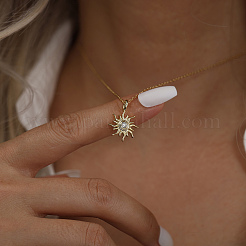 925 серебряное ожерелье с подвеской в виде солнца из прозрачного кубического циркония 5а для женщин NJEW-C087-02G