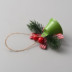 Рождественский железный колокольчик с подвесными украшениями из пластиковых листьев&nbsp;FIND-WH0126-146C