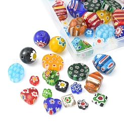 60шт 6 стильные стеклянные бусины миллефиори ручной работы LAMP-FS0001-07