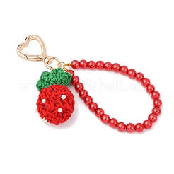 2 шт. подвеска-подвеска из круглой бусины с клубникой HJEW-JM04390