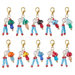 Гриб ручной работы лэмпворк и стеклянный кулон украшение&nbsp;HJEW-JM03821