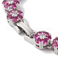 Браслеты-цепочки с цветочным звеном из латуни и циркония для женщин BJEW-A018-03P-01