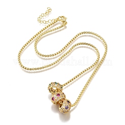 Латунный микропаве разноцветный кубический цирконий 3 рондель подвеска коробка цепочка ожерелья NJEW-K287-03G