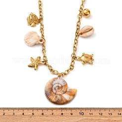 Женские ожерелья с подвесками в форме ракушки из нержавеющей стали 304&nbsp;NJEW-F347-01A