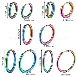 5 пара 5-х стильных сережек-колец Huggie Hoop из нержавеющей стали 304 с ионным покрытием (IP) EJEW-SZ0001-52