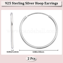 1 пара больших серег-колец из стерлингового серебра с родиевым покрытием STER-BBC0007-25