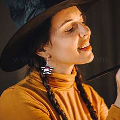 2 пара двухцветных серег-подвесок в виде звезды и черепа из смолы EJEW-AN0002-45