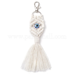 Подвеска ручной работы из хлопковых ниток и смолы в стиле макраме от сглаза HJEW-JM02627-02