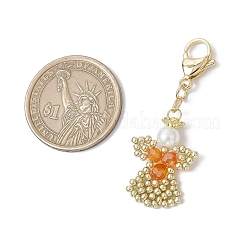 Подвеска в виде ангела из стеклянного жемчуга и стеклянных бусин HJEW-MZ00210-04