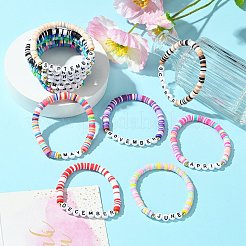 Наборы женских эластичных браслетов из полимерной глины и акриловых бусин на 12 месяц BJEW-SW00142