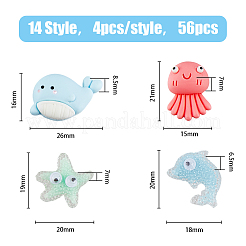 56 шт. 14 стиля океан тематика непрозрачная смола кабошоны CRES-HY0001-02