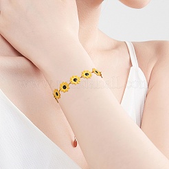 Цепи из нержавеющей стали 304 с цветком маргаритки и эмалью AJEW-CJ0001-22A