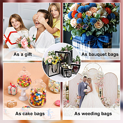 Квадратные бумажные подарочные пакеты с видимым пластиковым окном ABAG-WH0051-10B