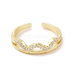 Открытое кольцо-манжета с прозрачной волной кубического циркония&nbsp;RJEW-B028-06G