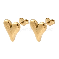 Серьги-гвоздики в форме сердца из нержавеющей стали 304&nbsp;LS-EJEW-F398-01G
