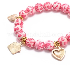 Эластичный браслет с круглыми бусинами из смолы BJEW-JB08676