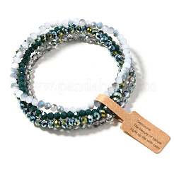 4шт. набор из круглых граненых стеклянных бусин с гальваническим покрытием для женщин&nbsp;WGB8DC2-01