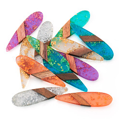 12шт 6 цвета прозрачной смолы и орехового дерева большие подвески&nbsp;RESI-TA0002-73