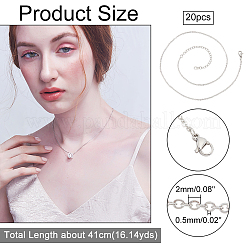 20 шт. 304 нержавеющая сталь тросовые цепи ожерелья ser для мужчин и женщин NJEW-NB0001-08