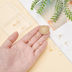 10 шт. квадратная фурнитура для сережек-гвоздиков из латуни с кубическим цирконием&nbsp;KK-AR0004-03