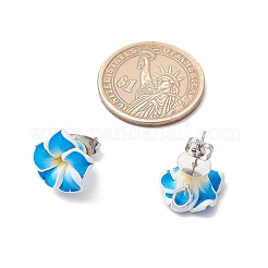 Серьги-гвоздики из полимерной глины ручной работы «Плюмерия» EJEW-JE06438