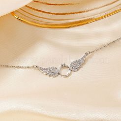 Элегантное латунное микропаве прозрачное кубическое циркониевое кольцо с подвеской в виде крыльев для женщин QW9057