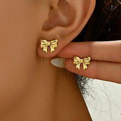 Серьги-гвоздики из нержавеющей стали с бантом KQ5792