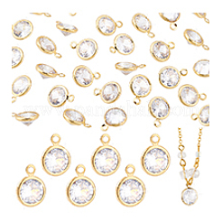 30 шт. подвески из прозрачного кубического циркония с латунным краем и петлей&nbsp;KK-PH0010-41