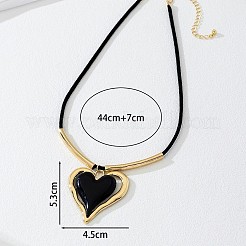 Ожерелья с подвеской в виде сердца из черного эмалевого сплава для женщин FS-WGA6DE4-01
