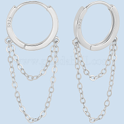 1 пара 925 серег-колец из стерлингового серебра EJEW-BBC0002-04P