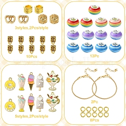 Наборы для изготовления браслетов в европейском стиле из сплава мороженого с эмалью и смолой рондель в европейском стиле&nbsp;DIY-FS0007-25