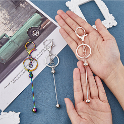 3 шт. 3-цветный металлический брелок для ключей с бусинами для изготовления украшений своими руками&nbsp;KEYC-FH0001-41