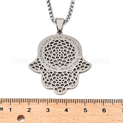 201 полое ожерелье из нержавеющей стали с религиозным мотивом в виде хамсы&nbsp;LS-NJEW-M086-01P