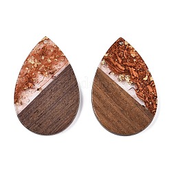 Большие подвески из прозрачной смолы и орехового дерева&nbsp;RESI-T058-05D