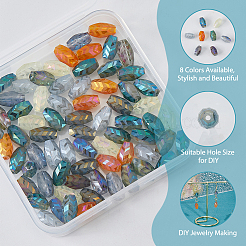 80шт 8 цвета прозрачные гальванические стеклянные бусины EGLA-HS0001-03