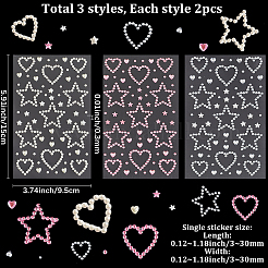 6 шт. 3-х цветные смоляные стразы и жемчужные палочки из АБС-пластика&nbsp;AJEW-SP0002-67