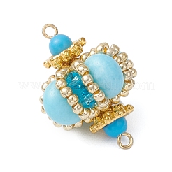 Подвески-соединители в форме ромба из окрашенной синтетической императорской яшмы и стеклянных бусин ручной работы&nbsp;PALLOY-MZ00960-02