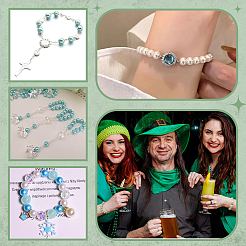 560 шт. 7-цветная стеклянная перламутровая круглая бусина HY-AR0001-15B